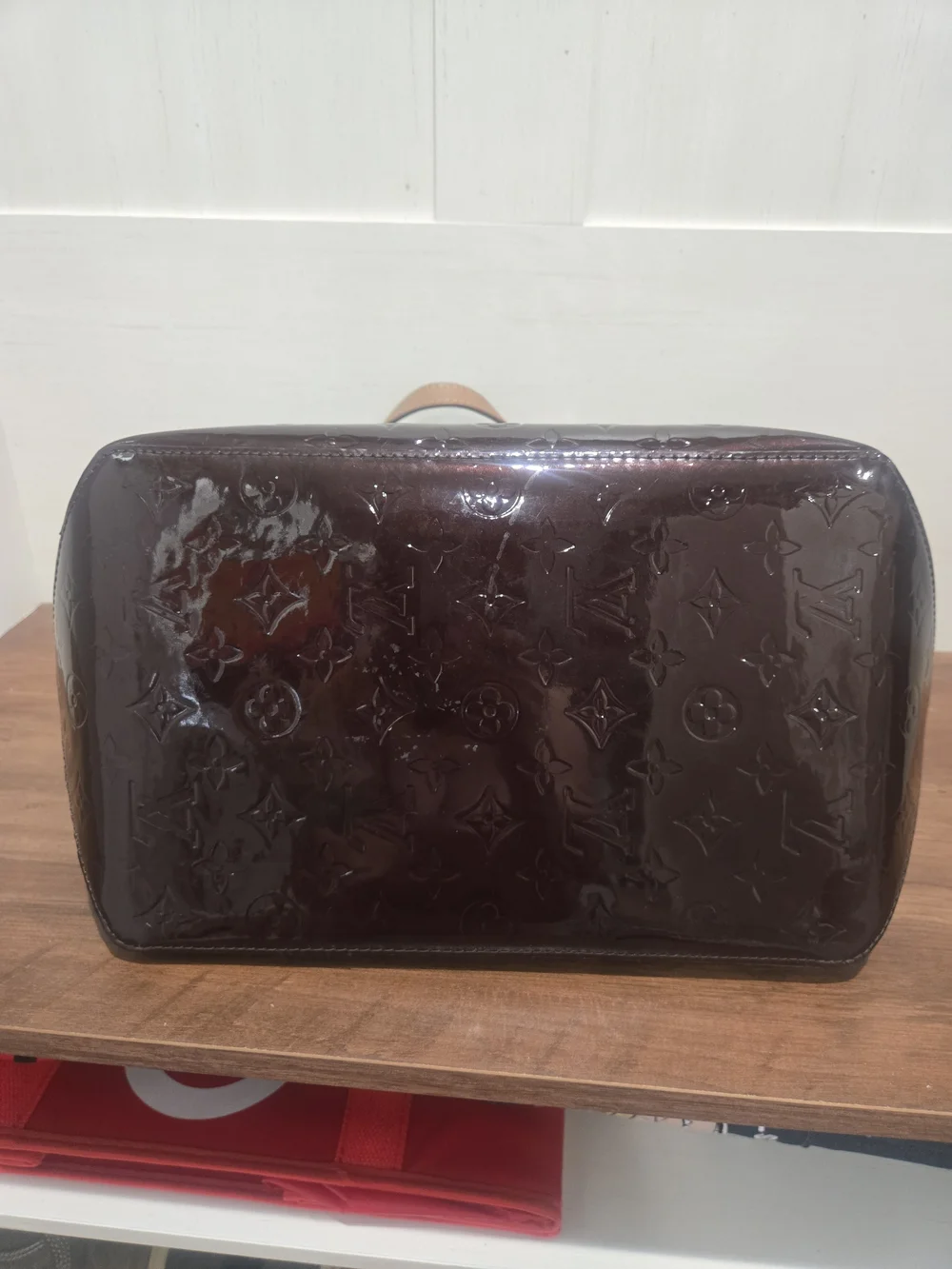 Louis Vuitton Bellevue Vernis Amarante Monogram Patent Top-Handle Tote Bag